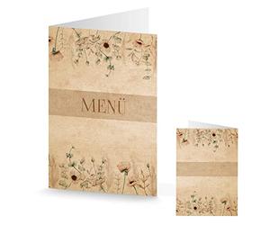 Logbuch-Verlag Lot de 20 cartes de menu à imprimer - Décoration de mariage - Menu - Format A5 - Style bohème vintage - Décoration de restaurant