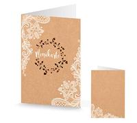 Logbuch-Verlag Lot de 20 menus format A5 vintage en papier kraft marron dentelle bohème mariage anniversaire décoration de table imprimable inscriptible