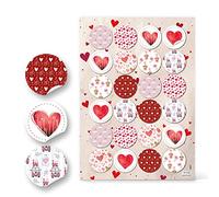 Logbuch-Verlag - Lot de 24 autocollants pour cadeau de Noël - Rouge, blanc rose - Cœur d’amour et d’amitié - Autocollant cœur pour cadeaux de mariage et de Saint-Valentin