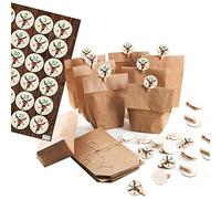 Logbuch-Verlag Lot de 24 petits sachets en papier à remplir soi-même pour calendrier de l'Avent avec 1 à 24 autocollants et pinces Rouge/vert