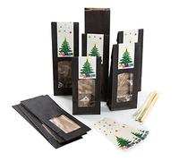 Logbuch-Verlag Lot de 25 sacs cadeaux de Noël 26,5 x 8,5 x 5 cm + banderole avec motif arbre de Noël - Sacs à biscuits