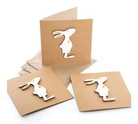 Logbuch-Verlag Lot de 3 cartes de Pâques avec lapin de Pâques en bois - Carte pliable vierge pour écrire avec enveloppe - Carte de vœux de Pâques 15 x 15 cm