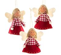 Logbuch-Verlag Lot de 3 pendentifs en forme d'ange - Décoration de Noël à suspendre - Petit cadeau - Rouge et blanc - 8 cm