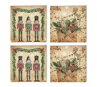 Logbuch-Verlag Lot de 4 cartes de Noël nostalgiques sans texte - Carrées - Beige - Vintage - Avec enveloppes