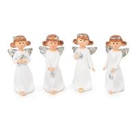 Logbuch-Verlag Lot de 4 figurines d'anges gardiens blancs avec ailes argentées - 5 cm - Petits anges de Noël en polyrésine - Cadeau de Noël, baptême, communion, l'Avent