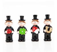 Logbuch-Verlag Lot de 4 figurines de ramoneur de 5 cm avec symboles porte-bonheur - Petit cadeau porte-bonheur
