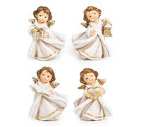 Logbuch-Verlag Lot de 4 petites figurines d'anges de Noël, ange gardien, cadeau de Noël, d'anniversaire, crème, doré, 7 cm