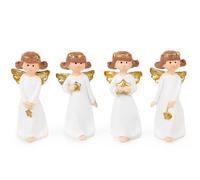 Logbuch-Verlag Lot de 4 petits anges de Noël dorés blancs - 5 cm - Cadeau porte-bonheur pour amis et collègues