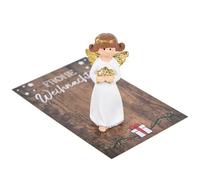Logbuch-Verlag Lot de 4 petits cadeaux pour Noël - Ange gardien avec carte de Noël - Ange de Noël - Blanc marron - 8,5 x 5,5 cm