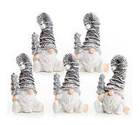 Logbuch-Verlag Lot de 5 petites figurines lutin dorées et blanches avec étoile + bonnet pointu scintillant cadeau de Noël pour enfants
