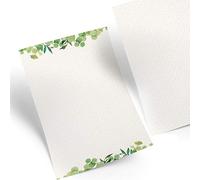 Logbuch-Verlag Lot de 50 feuilles de papier à lettre A4 vert blanc aquarelle - Papier design pour cartes de menus, invitations, lettres