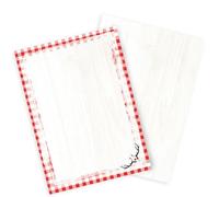 Logbuch-Verlag Lot de 50 feuilles de papier à lettre rustique rouge et blanc à carreaux Bavière Autriche Carte de menu Papier pour maison d'hôtes Restaurant Format A4
