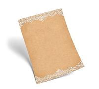 Logbuch-Verlag Lot de 50 feuilles de papier à lettre vintage en forme de dentelle - Format A4 - Blanc et marron naturel - Motifs : Noël, mariage, fête, invitation