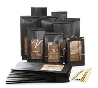 Logbuch-Verlag Lot de 50 sachets à biscuits noirs avec intérieur en film plastique pour aliments, biscuits, pâtisseries, 10,5 x 6,5 x 31 cm