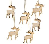Logbuch-Verlag Lot de 6 décorations de Noël en Bois en Forme de cerf avec Cordon