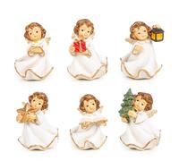Logbuch-Verlag Lot de 6 mini anges de Noël - Petit cadeau de Noël - Blanc crème - 5 cm