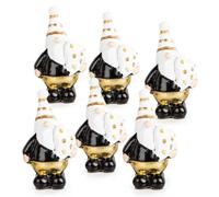 Logbuch-Verlag Lot de 6 mini lutins Père Noël - Petits lutin de Noël - Cadeaux avec cœur - 4 cm - Cadeau de Noël