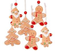 Logbuch-Verlag Lot de 6 pendentifs de Noël rouges aspect pain d'épices - Décoration de Noël à suspendre - Nostalgie - 7 cm