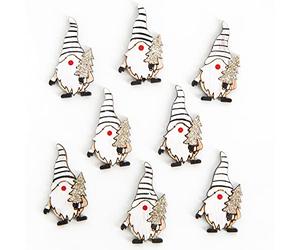 Logbuch-Verlag Lot de 8 mini lutins en bois - Décoration de Noël - Lutins de Noël - Gnome 4 cm - Blanc et or