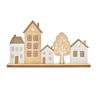 Logbuch-Verlag Maison en bois - 30 x 17 x 5 cm - Maisons à poser comme décoration pour toute l'année - Blanc naturel
