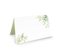 Logbuch-Verlag Marque-Places Feuillage, 25 pièces: Carte nom Mariage, Printemps, été, Carton de Table à Personnaliser, Porte nom baptême, Communion, Anniversaire, étiquette Table, 8,5 x 5,5 cm