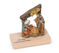 Logbuch-Verlag Mini crèche de Noël sur bois - Petite crèche - Cadeau joyeux Noël - 5 x 2,5 x 5 cm