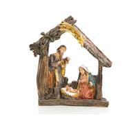 Logbuch-Verlag Petite crèche de Noël, 9 x 8,5 cm: Figurine de la Sainte Famille en résine, décoration de Table intérieure, Mini Naturelle pour Maison ou Bureau, Symbole de Paix et d’Amour à Noël