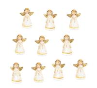 Logbuch-Verlag Petits Anges dorés, Lot de 10: Mini Figurines décoratives en résine, Ange Gardien Symbolique pour Noël et Hiver, décoration intérieure Lumineuse pour Table ou Cadeaux, 4 cm