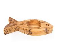 Logbuch-Verlag Photophore en bois d'olivier avec symbole de poisson chrétien pour communion, 13 cm