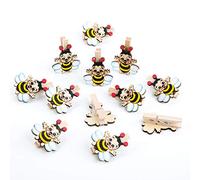Logbuch-Verlag Pinces en Bois pour décoration d’Anniversaire pour Enfant Noir/Jaune, Lot de 12
