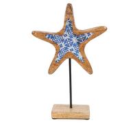 Logbuch-Verlag Statuette décorative en bois - Bleu - Style méditerranéen - Cadeau de vacances - 24 x 14 cm - Côte