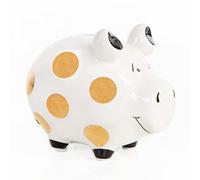 Logbuch-Verlag Tirelire élégante en or blanc noir avec pois - 12,5 cm