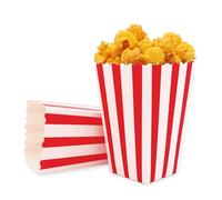 logei 50 PCS boîtes à pop-corn rouges pour pop-corn, petits conteneurs à bonbons, cinéma, pop-corn, en papier, pour fêtes, soirées cinéma, fêtes d'anniversaire (rayures rouges et blanches)