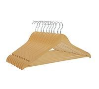 logei® Lot de 10,Cintres pour Costumes Cintres en Bois Cintres d’Armoire Naturel Anti-dérapant, Crochet pivotant à 360°