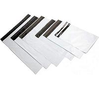 logei® Lot de 100 pièces Sacs d'expédition plastique Enveloppes postales Couleur blanc + noir (25 * 35cm)