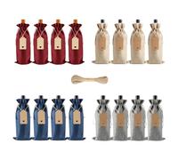 Logei Lot de 12 sacs à vin en toile de jute avec cordon de serrage et pendentif - Réutilisables - Sacs cadeaux pour Noël, mariage, fête de vacances