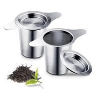 Logei Lot de 2 passoires à thé pour thé en vrac en acier inoxydable 304 avec large poignée et couvercle, infuseur à thé à mailles fines réutilisables pour tasse, théière, casseroles
