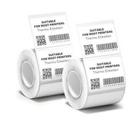Logei Lot de 2 rouleaux d'étiquettes autocollantes - 40 x 60 mm - Imprimante d'étiquettes thermiques - Étiquettes d'adresse - Papier pour étiqueteuse de rechange, petites entreprises, école