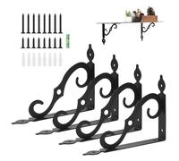 Logei Lot de 4 supports d'étagère en métal avec vis - Supports d'étagère d'angle droit - Support d'étagère triangulaire à 90° - Pour montage mural (140 x 110 mm)