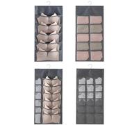 logei Organisateur de sous-vêtements à suspendre - Double face - Poches en filet avec 45 poches - Pliable - Peu encombrant - Organiseur suspendu en tissu pour culottes, soutien-gorge, cravates