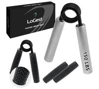 Logest Poignée métallique de musculation de main, prise antidérapante robuste avec boîte cadeau, idéal pour poignet, avant-bras et entraînement chez soi, boîte cadeau, 68 kg, argenté