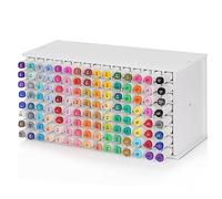 Loghot Organiseur de rangement pour marqueurs à 120 emplacements pour bureau avec séparateur amovible pour ranger des marqueurs, stylos, crayons de couleur, fournitures artistiques (blanc, 120 trous)