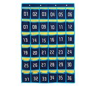 Loghot qqw Tableau de poche numéroté pour armoire de salle de classe avec support de téléphone portable, organiseur mural à suspendre à une porte, bleu (36 poches avec numérique)