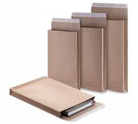 LOGIC PACK 10 Pochettes d'expédition à soufflets brunes B4 Enveloppe Kraft 250 x 353 x 40 mm Pochettes à soufflets extensibles grandes enveloppes expédition pour livres documents grande