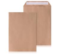 LOGIC PACK Lot de 100 Enveloppes Kraft B4 Marron 250x353mm - Pochettes d'Expédition 100g sans Fenêtre - Fermeture Autocollante Bande Silicone pour Lettres et Documents Professionnels