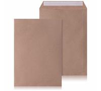 LOGIC PACK Lot de 250 Enveloppes Kraft C4 Marron 229x324mm - Pochettes d'Expédition 90g sans Fenêtre - Fermeture Autocollante Bande Silicone pour Lettres et Documents Professionnels