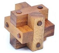 Logica Jeux Art. Cube Cloué - Casse-tête 3D en Bois Précieux - Difficulté 3/6 Difficile - Collection Leonardo da Vinci