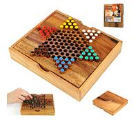 Logica Jeux Art. Dames Chinoises - Jeu de Société en Bois Précieux - Jeu Stratégique Multijoueur - Version de Voyage