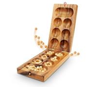 Logica Jeux Art. Kalaha - Mancala - Jeu De Société en Bois Précieux - Jeu de Stratégie pour 2 Personnes - Vesion de Voyage