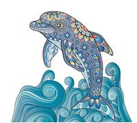 Logica Jeux Art. Le Dauphin - Mandala Puzzles - Puzzle en Bois - Puzzles de Forme Innovants - 28,4 x 26 cm - 108 pc